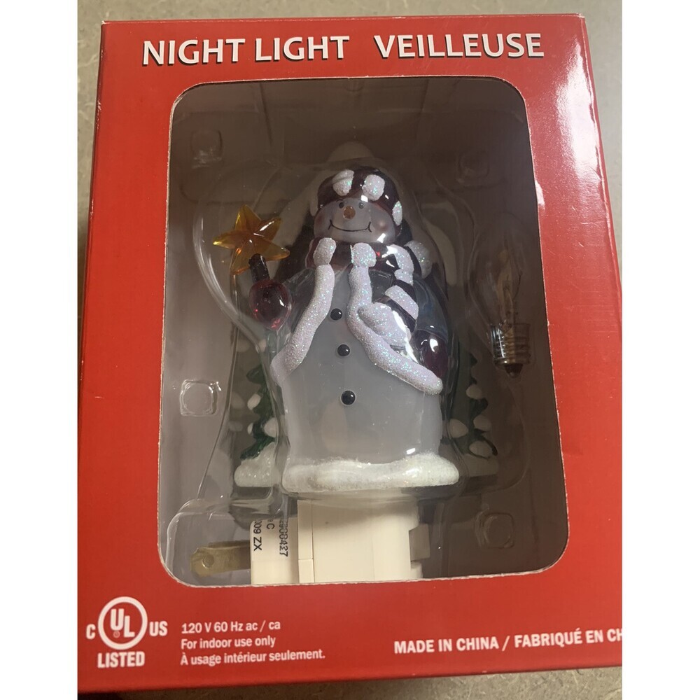 Snowman Christmas Night Light Veilleuse Plug In/ Bulb Included